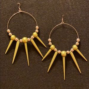 Frosty green and silver spike earrings
